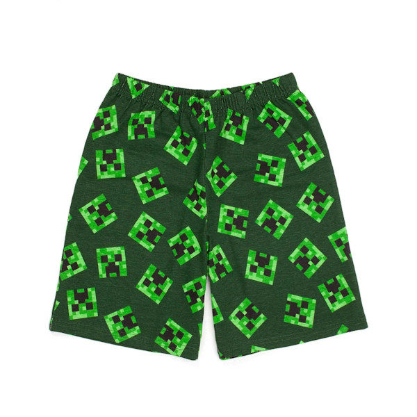 Minecraft Pyjamas för Barn, Kort Modell, 7-8 år, Grön/Grå Black