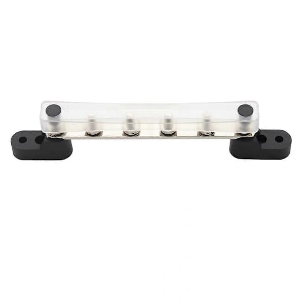 100A Samleskinne Stud Fordelingsblok Samleskinne Boks med 6 X M6 (1/4 tomme) Terminal Studs til Bil Autocamper Båd Sort+Rød[co]