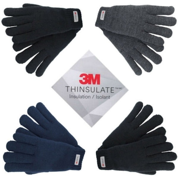 Yoko Unisex 3M Thinsulte Fuld Finger Termiske Vinter/Ski Handsker Sort One Size
