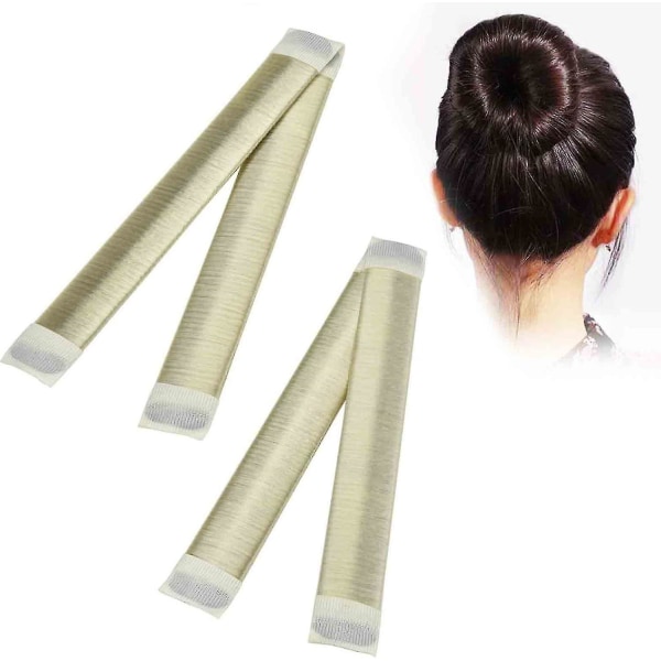 2 Pcs Hair Styling Accessories, Chignon Bun Maker Set, Girls Hair Chignon Braid Kitbeige