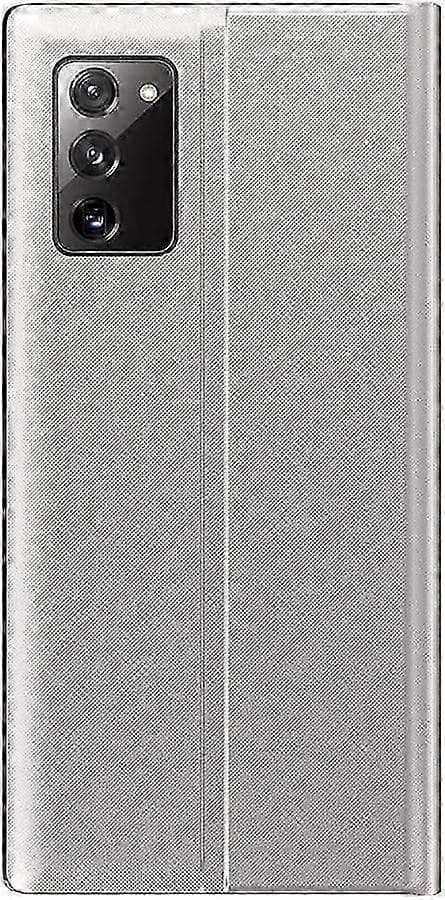 Samsung Galaxy S20 FE Smart View Flip Cover - Premium Leather Case, Mirror Window, Stylish, Protective Flip Case Silver