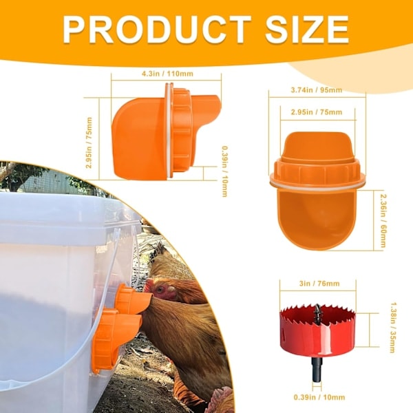 Automatisk spillfri kycklingmatare, 4-pack, kycklingmatare, tillbehör för kycklingmatare för hink