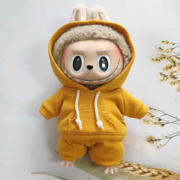 17cm Labubu Dockkläder Monster Outfit Tillbehör Kläder DIY Barnpresent Flickor Hooded Sweatshirt Byxor E25VT250214.Ca