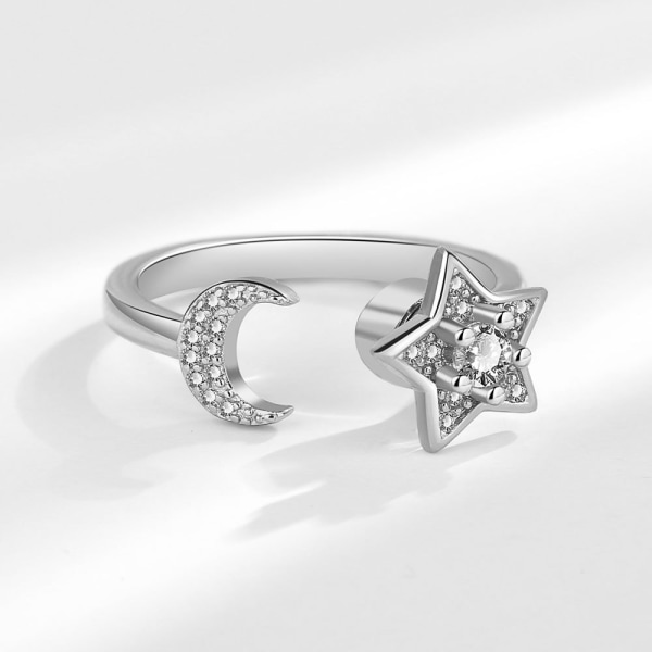 Cubic Moon Star Open Spinning Anti Anxiety Roterbar Ring