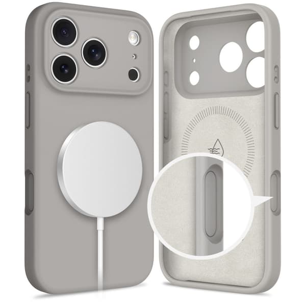 Tech-Protect iPhone 17 Pro Max Deksel MagSafe Silikon Steingrå 50