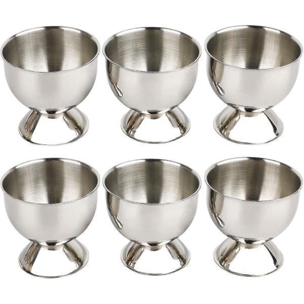 6 stk eggkoppholder i rustfritt stål for bløtkokte egg (eggkopper)