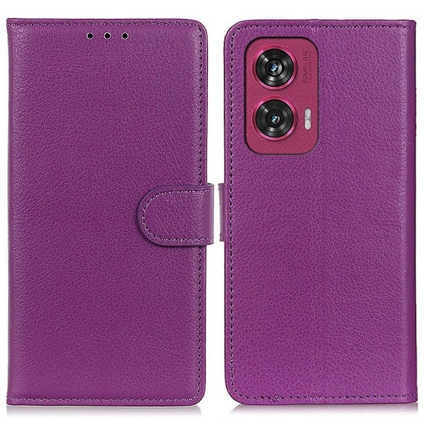 Motorola Edge 50 Fusion 5G Litchi Læder Etui Lilla