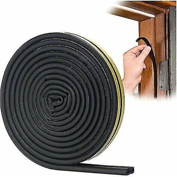 D-profile Gasket Strip, Door And Window Caulk With Strong Adhesion, Noise Insulation And Weather Protection, 6 Meters (black)