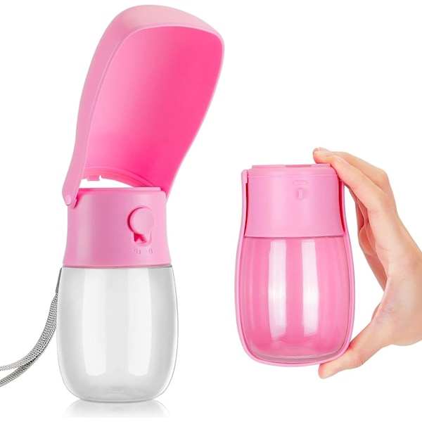 300 ML Hund Vattenflaska, Bärbar Hund Vattenflaska för Utomhus Husdjur Promenader, Resor - Rosa