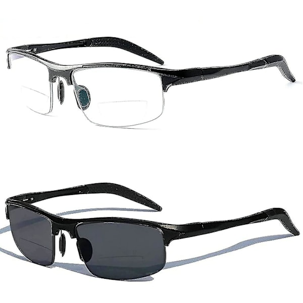 Alumiini-magnesium-moniteholin lukulasit miehille Presbyopia Hyperopia Bifocal Lasit Aurinko Valoherkät Aurinkolasit Nx