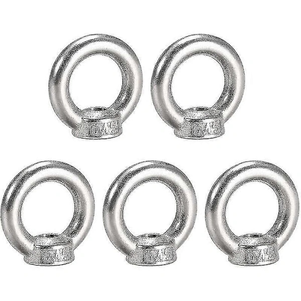 5-pack M5 Rostfria Ringmuttrar[CO]