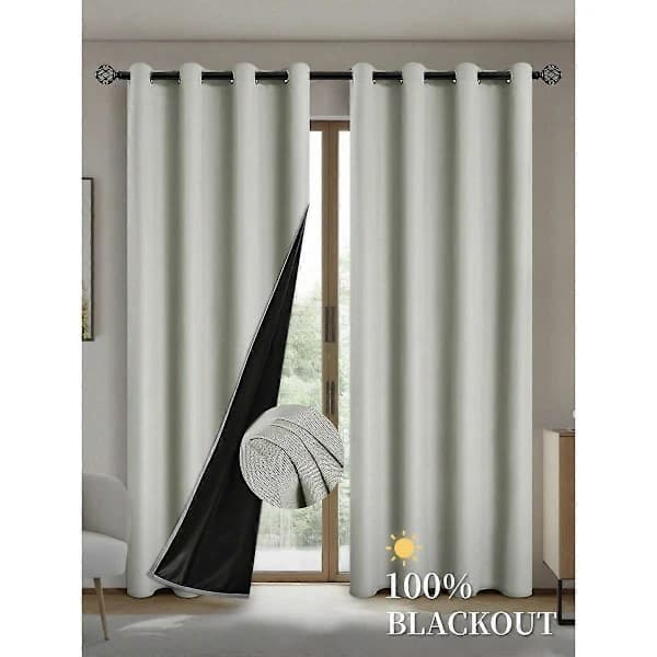 Mörkläggningsgardin med termiskt isolerad polyesterfoder för vardagsrum sovrum kök beige 132 x 213 cm 1 st beige 132X213CM 1PCS&Grommet Top