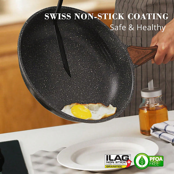 28 cm Non-stick Stegepande, Medicinsk Sten Omeletpande, Sundt Sten Køkkenudstyr Kokkepande, PFOA-fri