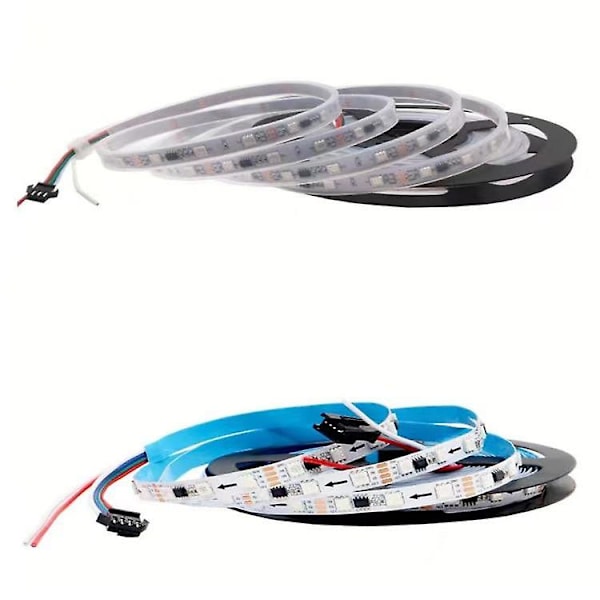 2m 60lde Ws2812b Individuelt Adresserbar Led Strip 5050 Rgb Smd 60 Pixel Dream Farve Vandtæt Ip67 Hvid Pcb 12v Dc