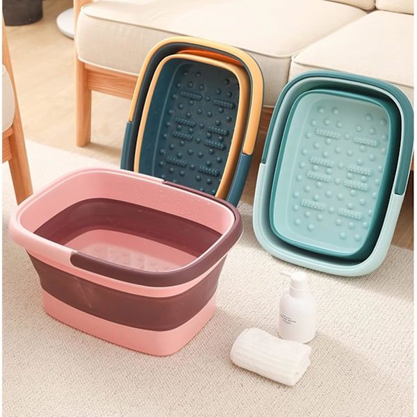 Foldable Foot Bath with Massage, Collapsible Pedicure Basin, Large Portable