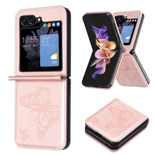 Galaxy Z Flip 6 Cover Sommerfugl Tekstur Pink