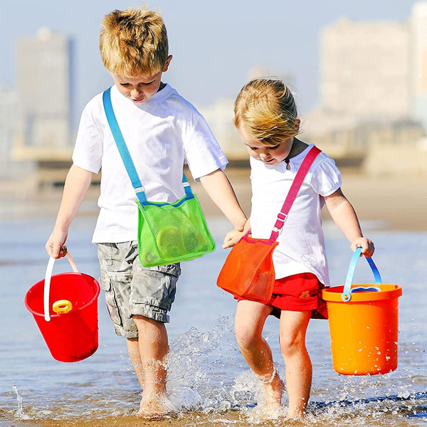 Strandväska för barn, 2 delar Beach Net Bag, Mesh Beach Toy Bag