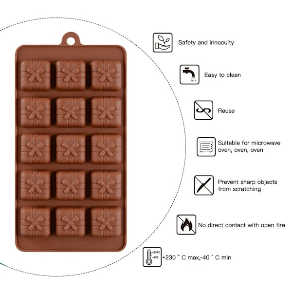 3D Silikonformar för chokladgodis Julgåva Presentkakformar Kakdekoration Bar Isbit Godis Bakplåtsform