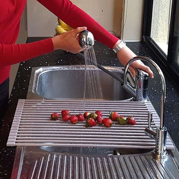 Rolling Dish Drying Rack - Stainless Steel - Foldable