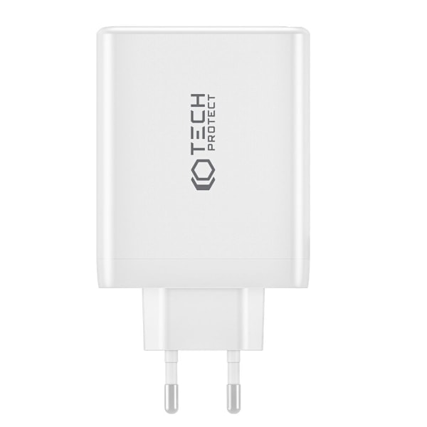Tech-Protect 100W GaN PD/QC Vegglader 3x USB-C 1x USB-A Hvit