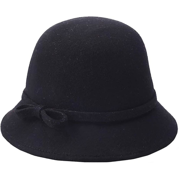 Damer Filthat Vintage Blød Uldhat Elegant Kirkehat Klokke Spand Hat Vinter