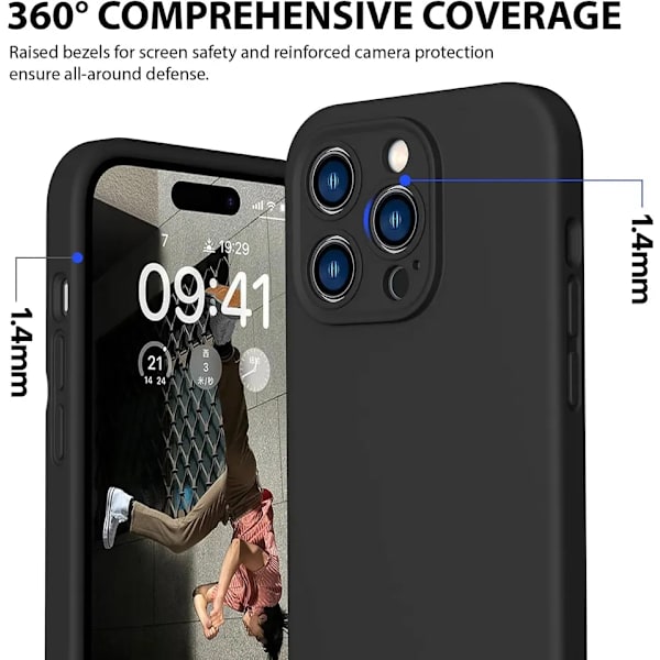 iPhone 14 Pro Max Mat Sort Cover - Ekstra Kamerabeskyttelse iPhone 14 Pro Max