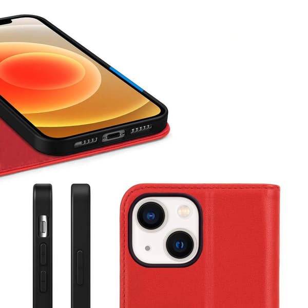 iPhone 13 Mini Pung Etui Læder Rvelon - Rød Röd red