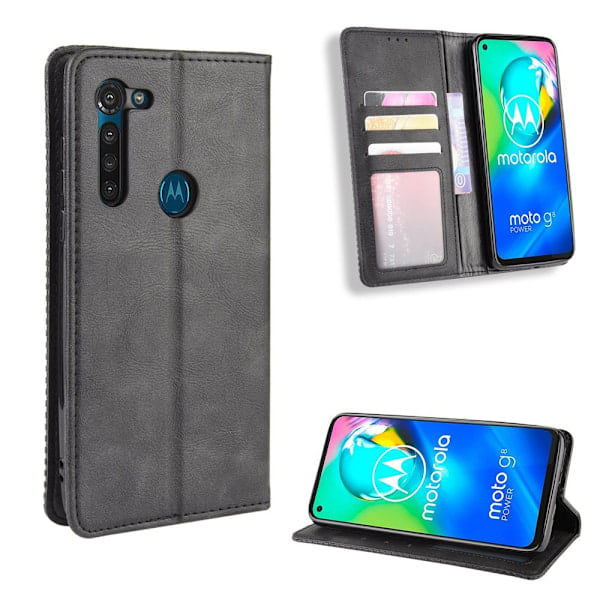 Motorola Moto G8 Power - Vintage Pung Etui - Sort Sort