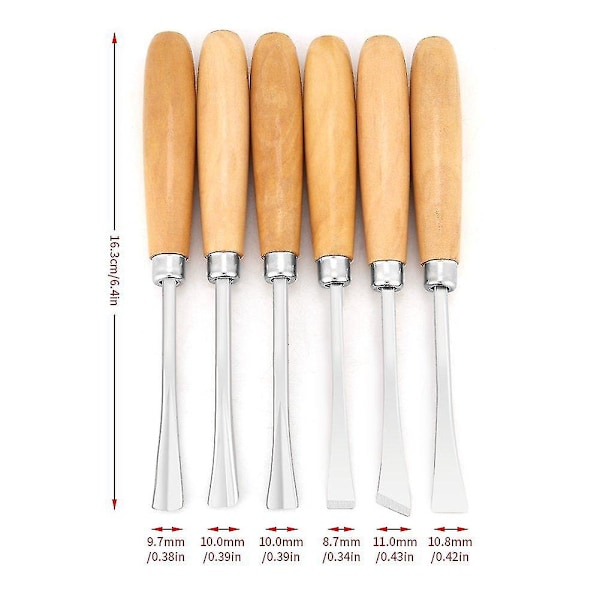 Träsnideset, 6 st chisels, professionella träskärningshandverktygssats DIY träbearbetning