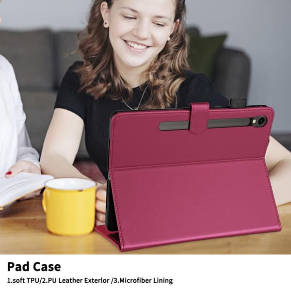 Samsung Galaxy Tab S10 FE+ Leather Case with Rhombus Pattern Röd