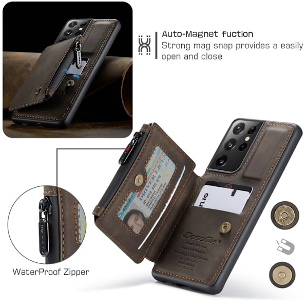 Samsung Galaxy S21 Ultra - CASEME Fodral med Plånboksfunktion - Brun Brown Brun