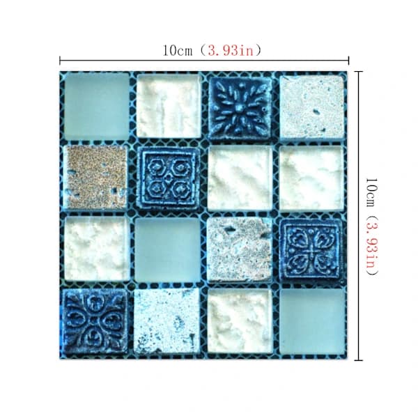 20 stk. Mosaikkfliser Dekal Blå (10 x 10 cm / 4 x 4 tommer)[CO]