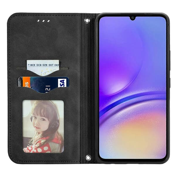 Retro Magnetic Leather Case with Skin Feel Black