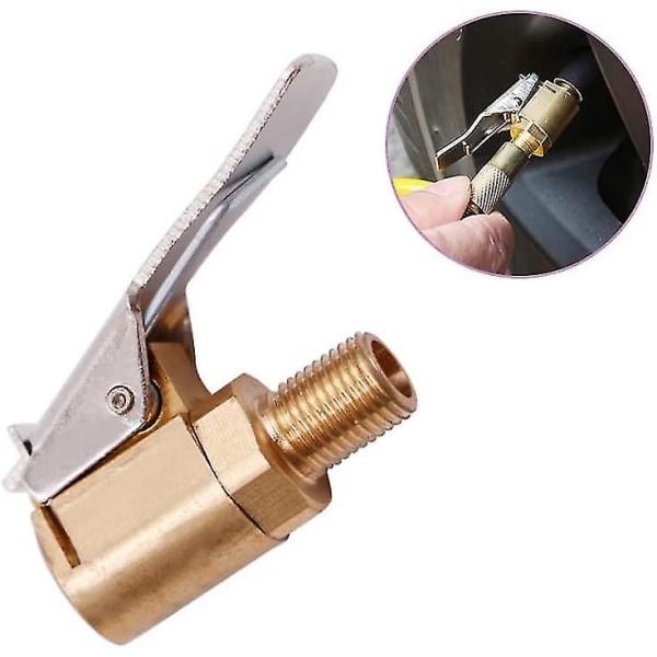 Luftchuck-adapter, dekkluftchuck, messing dekkpumpe-adapter, ingen lekkasje dekkchuck for sykkel motorsykkel og bilinflasjon