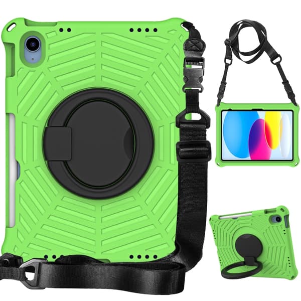 iPad 11 11th Gen / 10.9 10th Gen 2022/2025 Leather Case with Solid Color Stitching - Smart Tablet Cover Grön