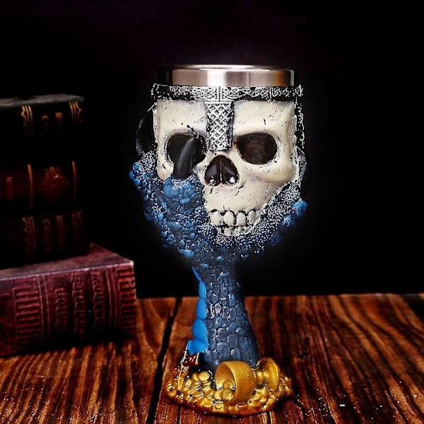 Rustfritt stål hodeskalle øl, Viking Warrior Skull Mug Tankard, Medieval Skull Drinkware Goblet Vinglass For  /drikke/juice (hodeskalle Goblet