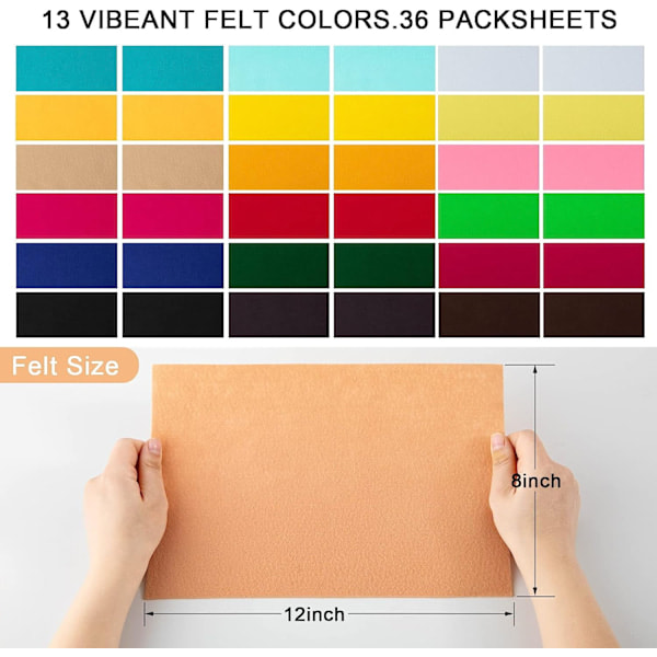 40 st 6x6 tum Färgade Filtark, DIY Hantverk Polyester Filttyg för Konst & Sömnad