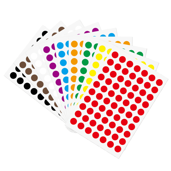100-pack - 10 mm färgade prickiga klistermärken Klibbiga etiketter - 10 färger