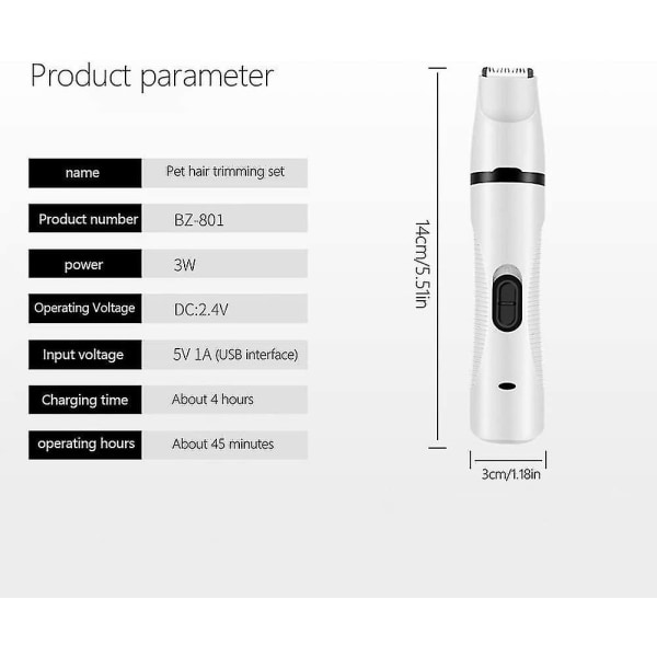 Lemmikkien karvanleikkuri, 3-in-1-lemmikkien karvanleikkuri, USB-ladattava, kynsileikkuri tassujen, korvien, silmien ja kasvojen trimmaamiseen