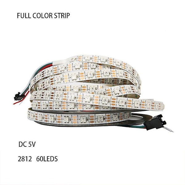 2m 60lde Ws2812b Individuelt Adresserbar Led Strip 5050 Rgb Smd 60 Pixel Dream Farve Vandtæt Ip67 Hvid Pcb 12v Dc