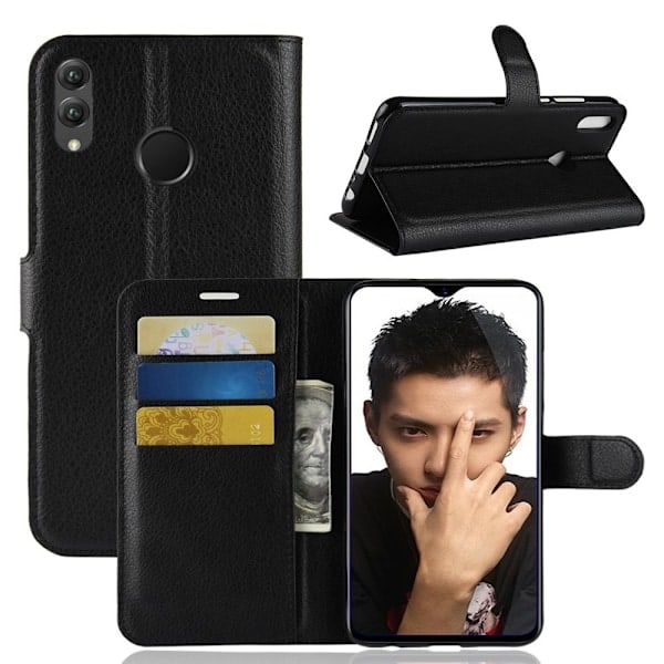Huawei Honor 8X - Litchi Pung Etui - Sort Black Sort