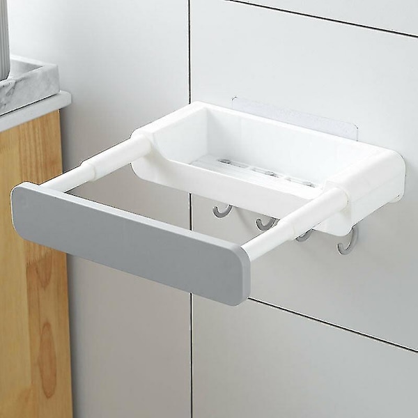 Retractable Concealed Sink Rack Free Punching Bathroom Shelf Kitchen Shelf Kitchen Pot Lid Bathroom Storage Rack Gray