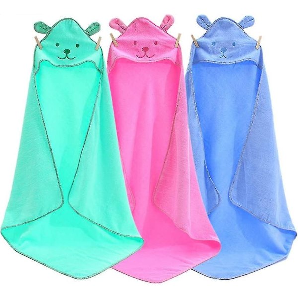 Bjørne hættehåndklæde til børn, 100% bomuldsstof poncho håndklæder til bruser pool strand cover up, 35\"x35\" ekstra stort baby badekåbe wrap, absorberende
