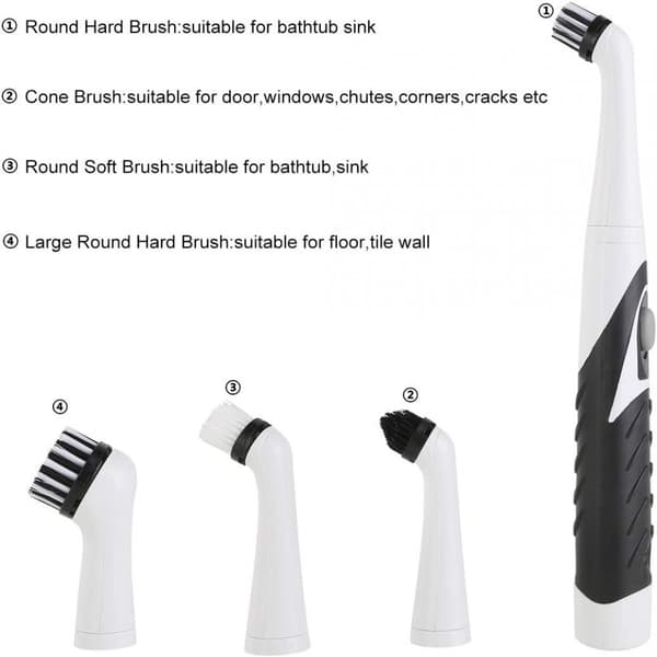 Electric Cleaning Brush for Deep Cleaning, Portable Design Ideal for Bathroom and Kitchen, Features Long Handle and Replaceable Brush Heads