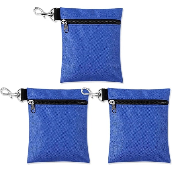 3 stk. golf tee-tasker, 17 x 14 cm bærbar golfboldpose lynlås golftilbehør håndtaske lomme