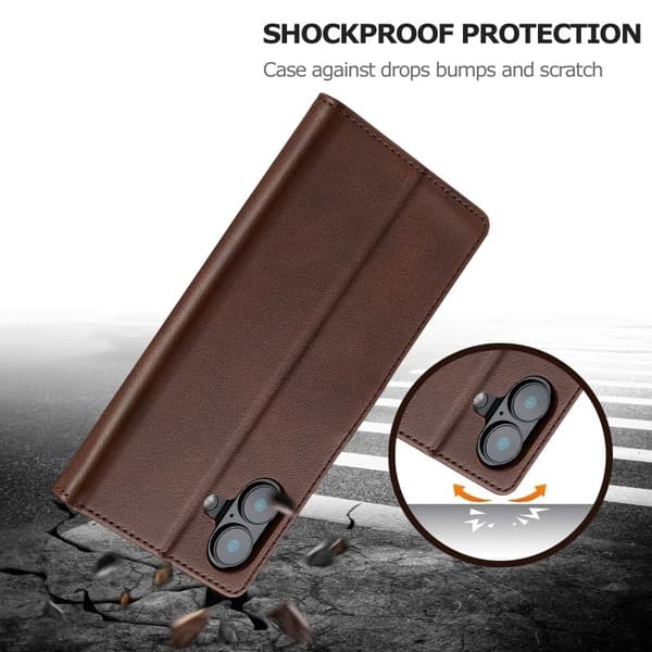 LC.IMEEKE Wallet Case iPhone 16 - Dark Brown