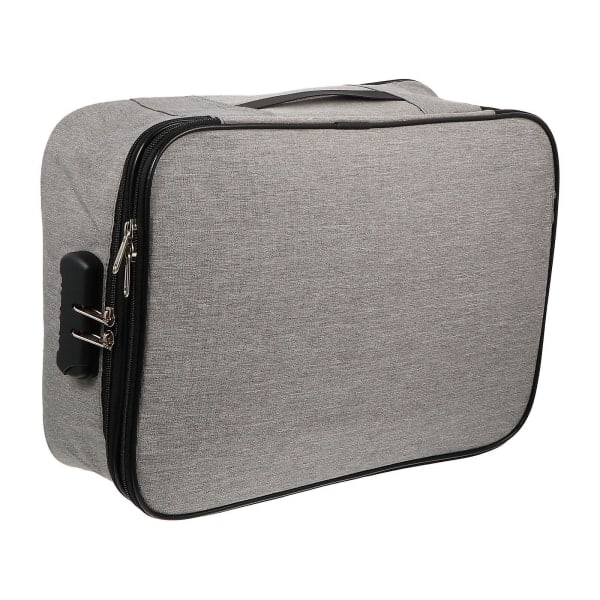 1 kpl Suuri laukku Monitoiminen korttikotelo Toimistolaukku lukolla Harmaa 37X27CM Harmaa 37X27CM