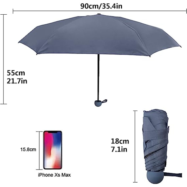 Vikbart reseparaply, 6 revben miniparaply Litet UV-paraply