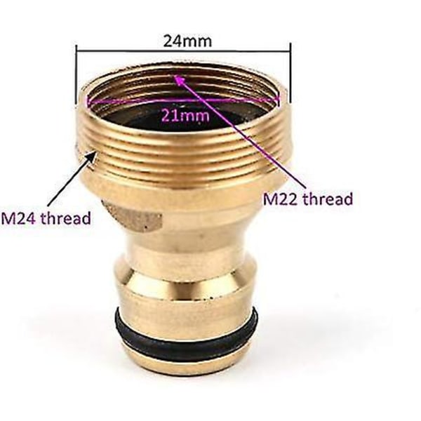 2 stk messing slangekoblinger, hann gjengest kranadapter og hunnslangekobling hurtigkoblingssett for hage bad kjøkken utendørs