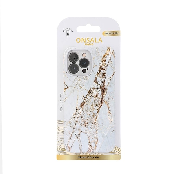 ONSALA iPhone 15 Pro Max Mobilskall MagSafe Marmor White Rhino